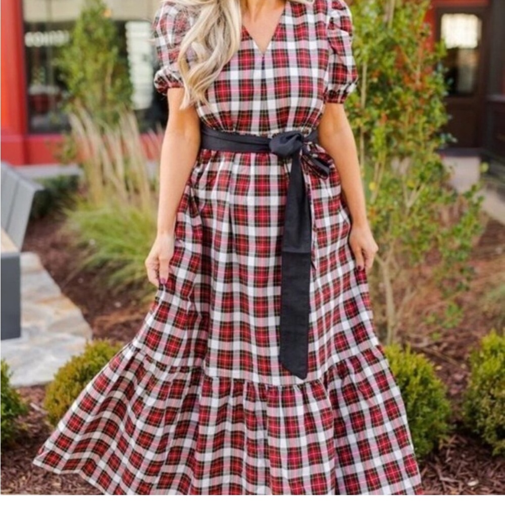 Victoria Dunn Merry Clara Plaid Maxi Dress Size XL MSRP $198